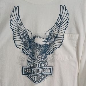Harley-Davidson White Long Sleeve Pocket Tee Men’s Medium